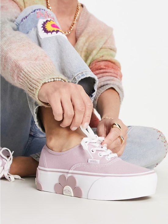 Vans Shoes - Vans Authentic Stackform Sneakers Oversized Flowers Lilac Women Size 7.5
